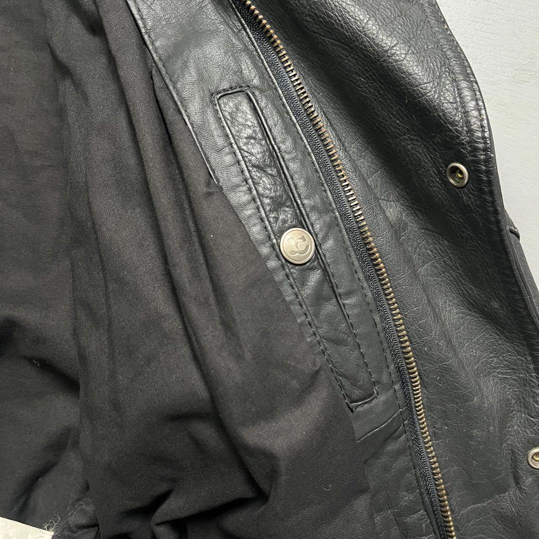 vintage レザーフライトジャケット　牛革　オールレザー　短丈　黒　M