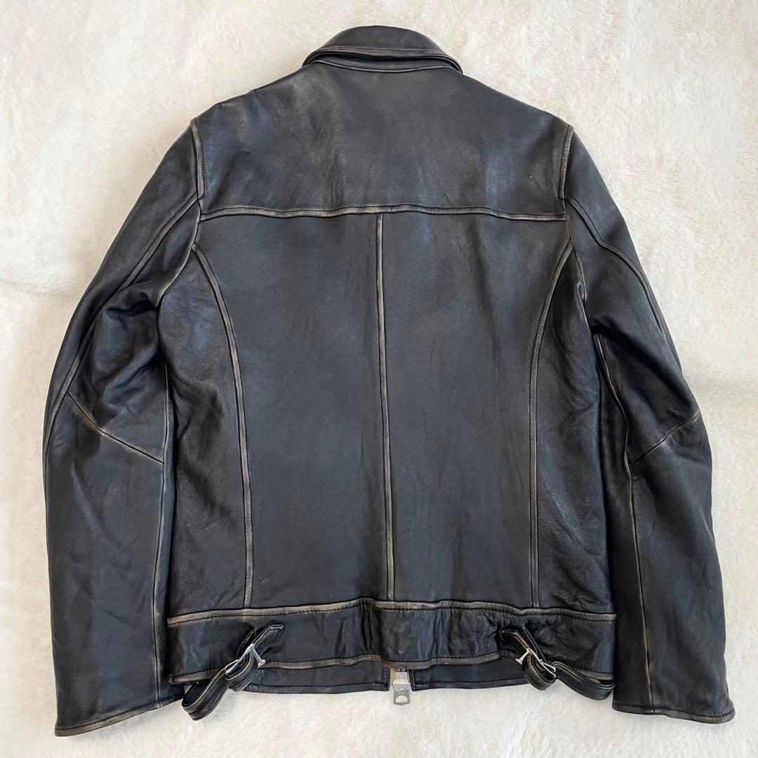 ✨️希少ダメージ加工✨️ナノユニバース　シングルライダース　キルティング　黒