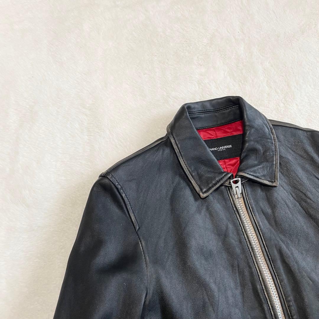 ✨️希少ダメージ加工✨️ナノユニバース　シングルライダース　キルティング　黒
