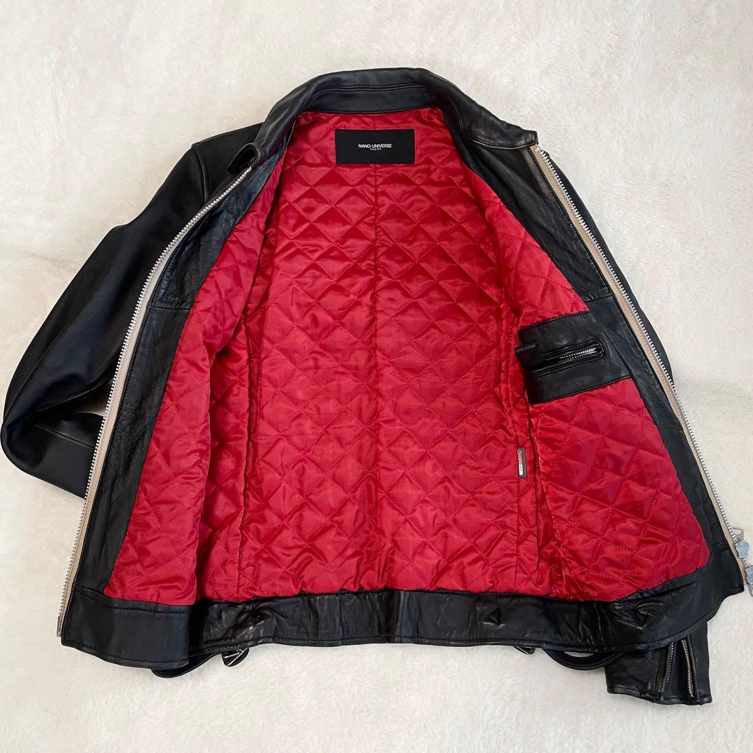 ✨️希少ダメージ加工✨️ナノユニバース　シングルライダース　キルティング　黒