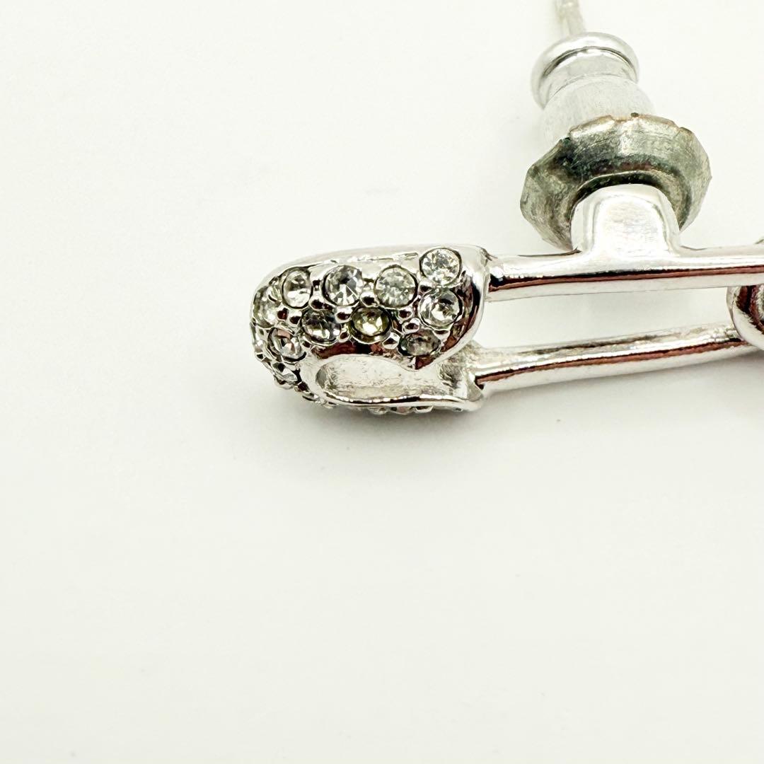 【美品】Dior ディオール　ピアス　クリップモチーフ　ライトストーン　シルバー