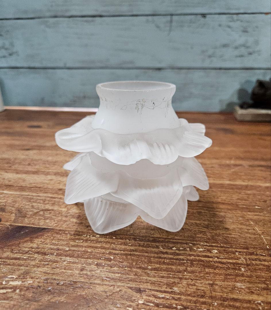 フランスアンティーク バラのガラスシェード 3段 ペンダントライト用 照明 電笠