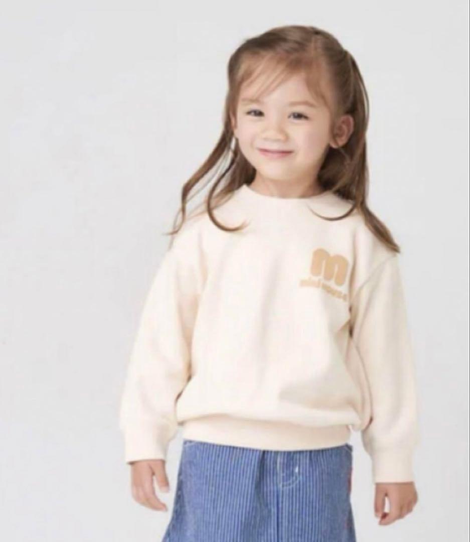 【新品タグ付き】ミキハウス　ロゴ　トレーナー　90cm アイボリー　男女兼用