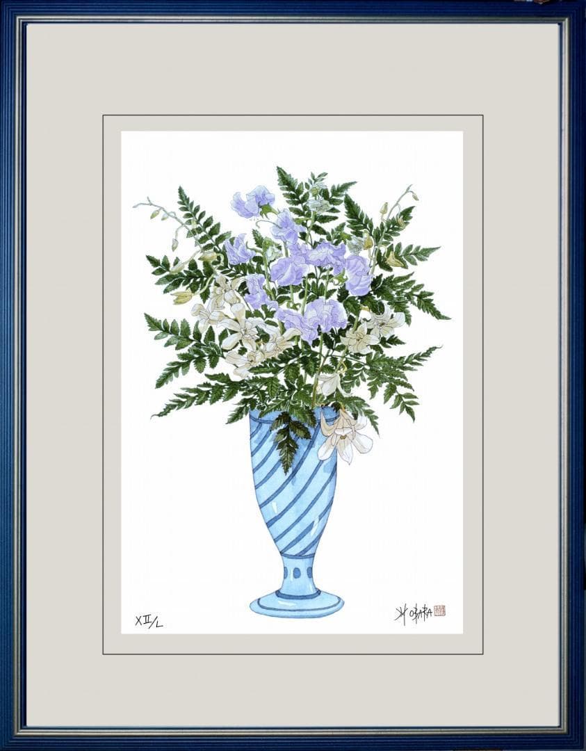 国際展作家「蘭とスイトピー」ル・サロン入/植物画/D・リトグラフ/安野光雅の影