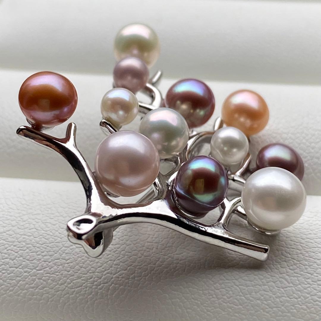 本真珠　淡水無核パール両用ブローチ/ネックレストップ　小粒多彩BL042