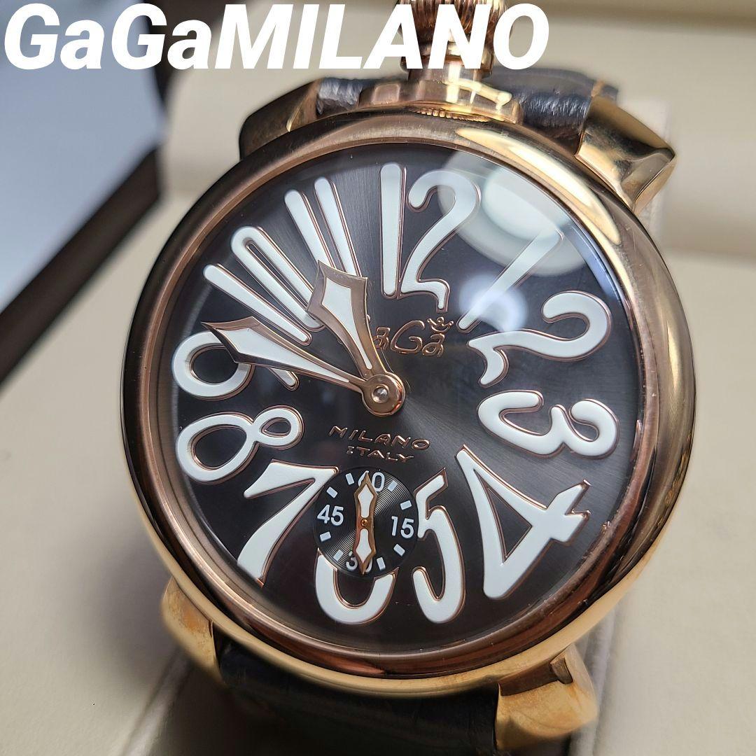 【良品】ガガミラノ　マニュアーレ48MM　純正ベルト　手巻き式　腕時計