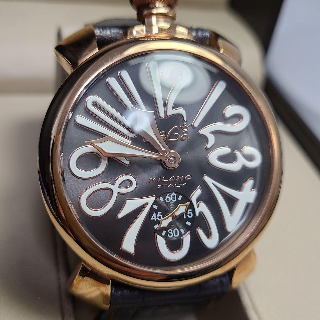 【良品】ガガミラノ　マニュアーレ48MM　純正ベルト　手巻き式　腕時計