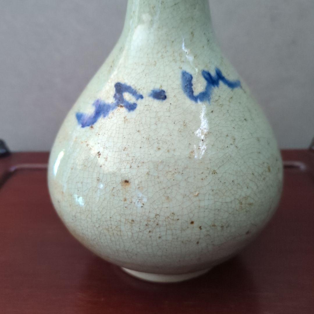 朝鮮古美術　骨董品　古道具　高麗李朝　染付　青磁貫入　大徳利　花瓶　飾り壺