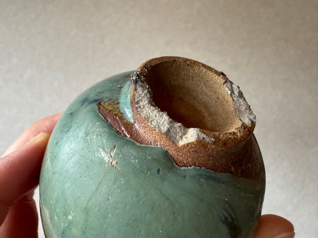 古唐津　緑釉杯　ぐいのみ　桃山〜江戸初期