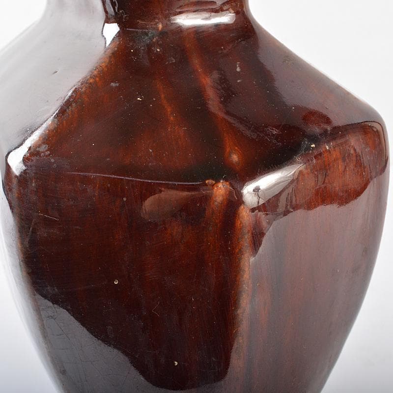 中国　紅釉　面取六角瓶　V　R5455B