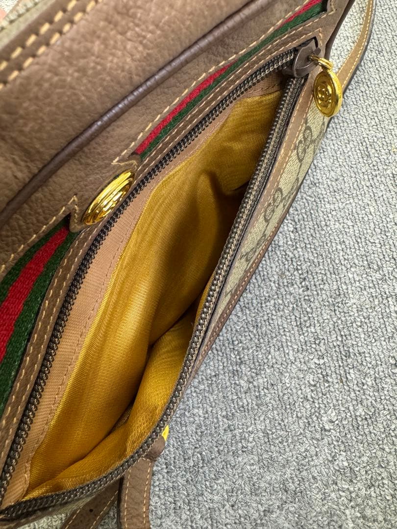 GUCCI グッチ　オールドグッチ シェリーライン　ショルダーバッグ　ブラウン