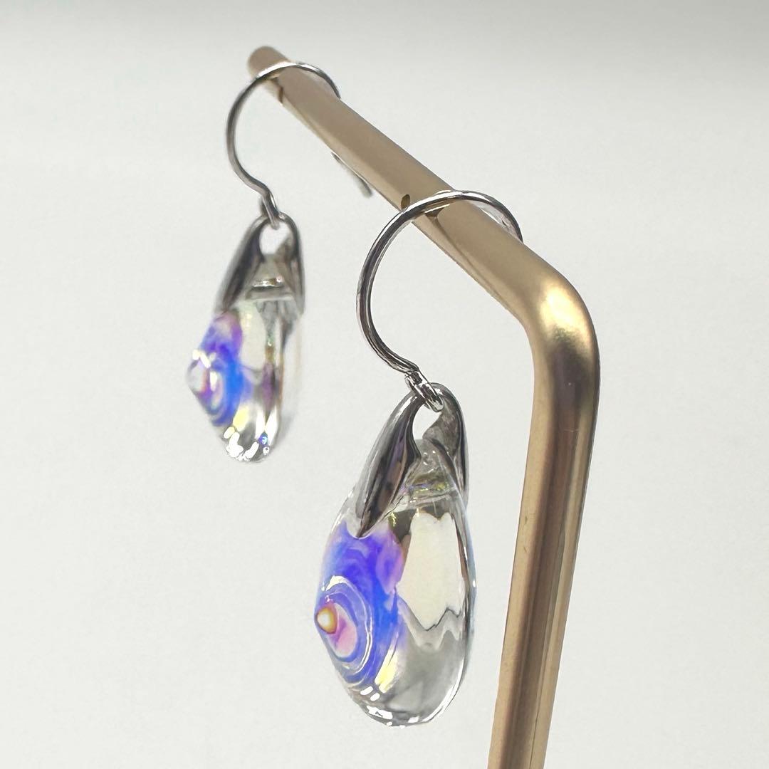 美品★baccarat バカラ クリスタルティアドロップ水滴型ピアス★C73