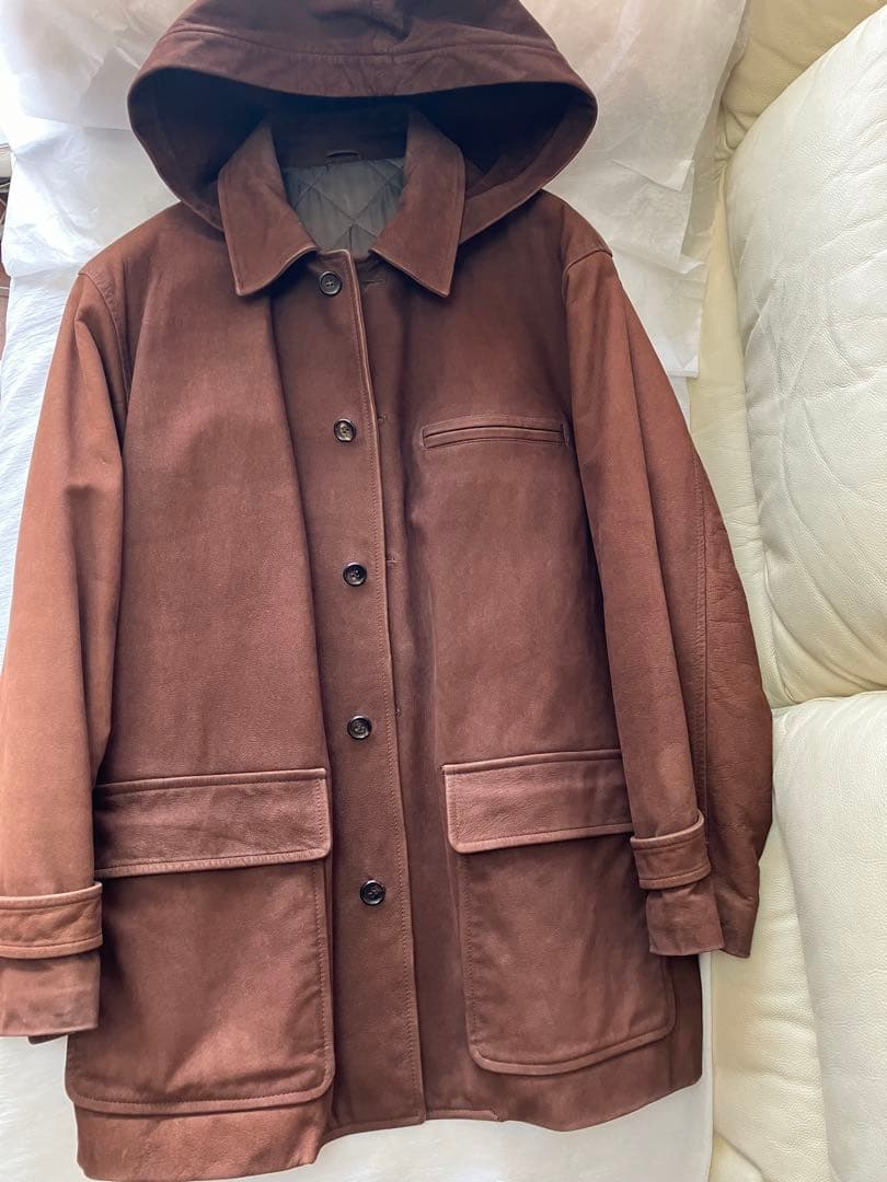 超特希少 コムデギャルソンオム 牛裏革 フード取り外しコート archive