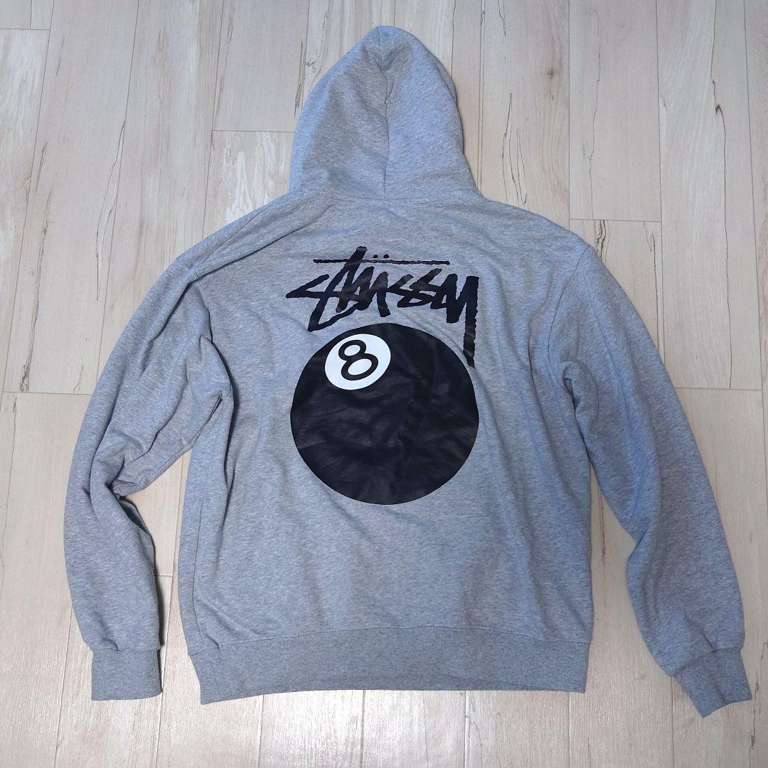 Stussy 8ball グレー フード付きパーカー 8ボール