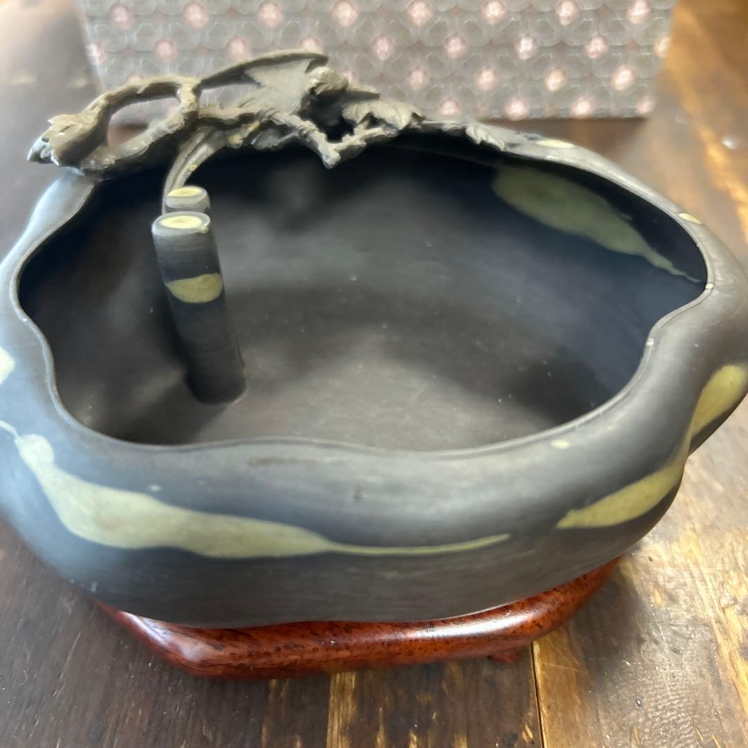 書道 硯 梅花坑水盂枝に鳥型　美術品　芸術家　骨董品　工芸品　最高級　逸品　中国