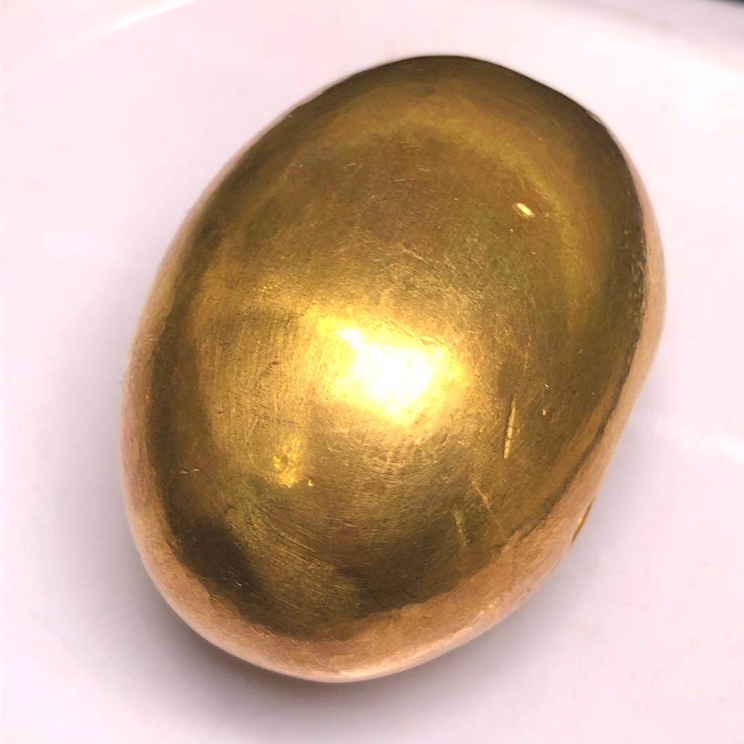 縁起物　金元宝 金卵型 オブジェ刻印付き 開運金卵　置物　永久保存