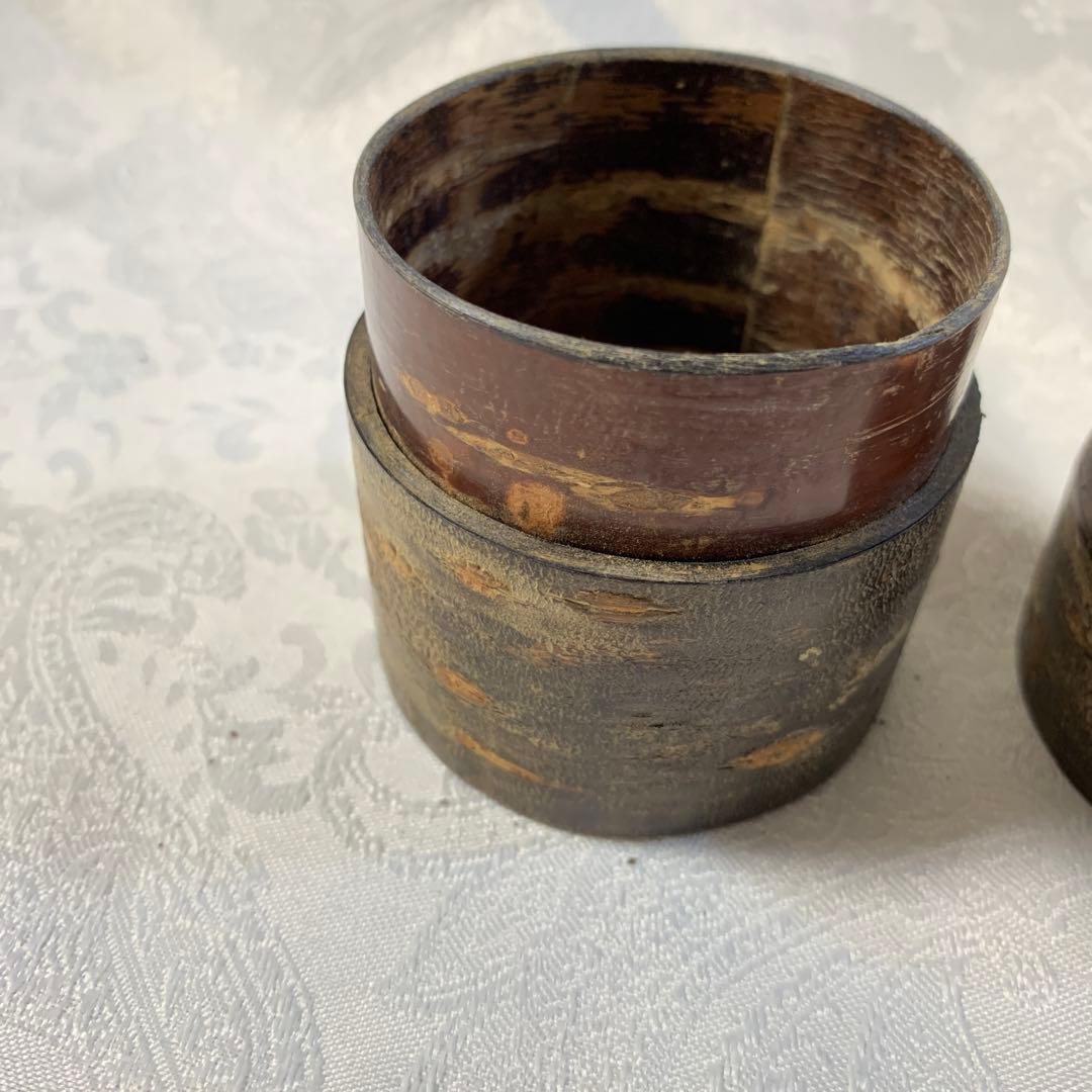 茶道具　桜皮細工茶入　桜材　銘　福寿