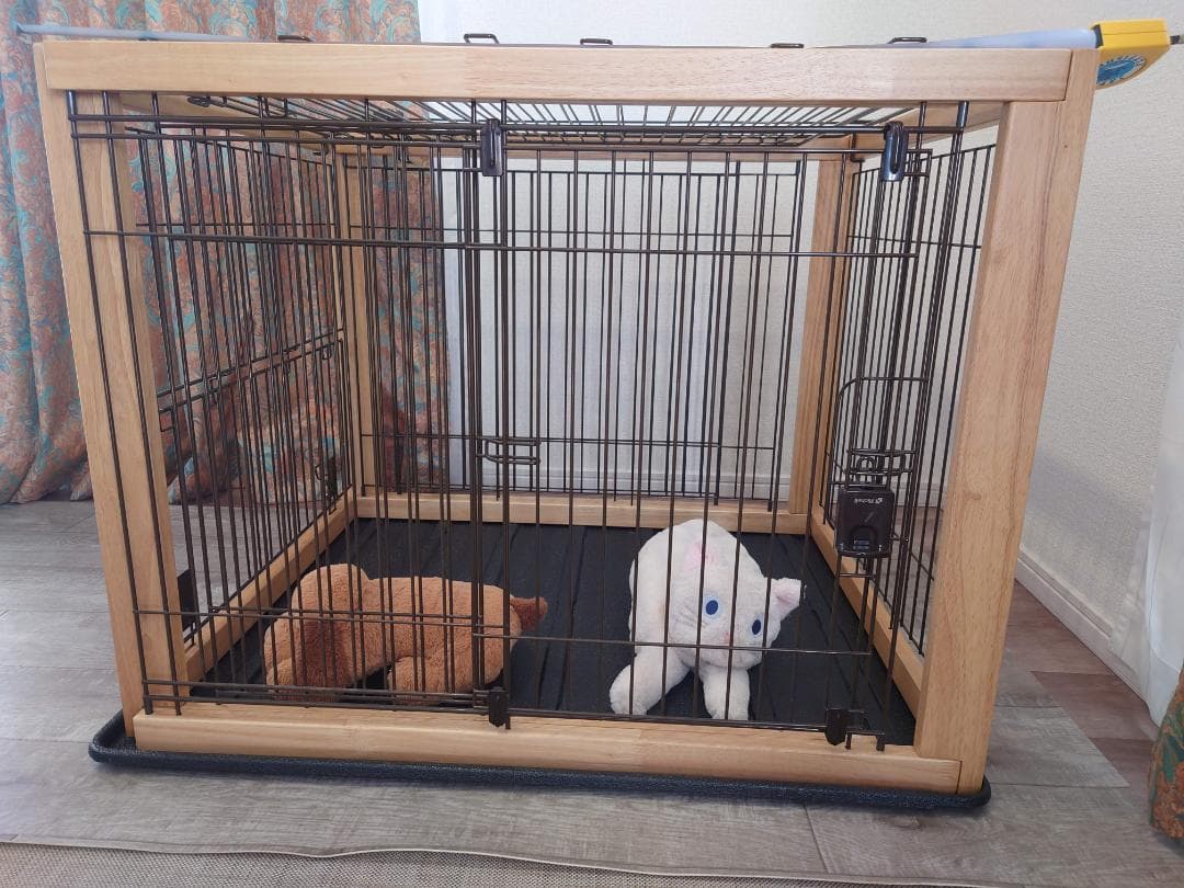 リッチェル木製スライドペットサークル ワイド 小～中型犬用【ナチュラル】屋根付き