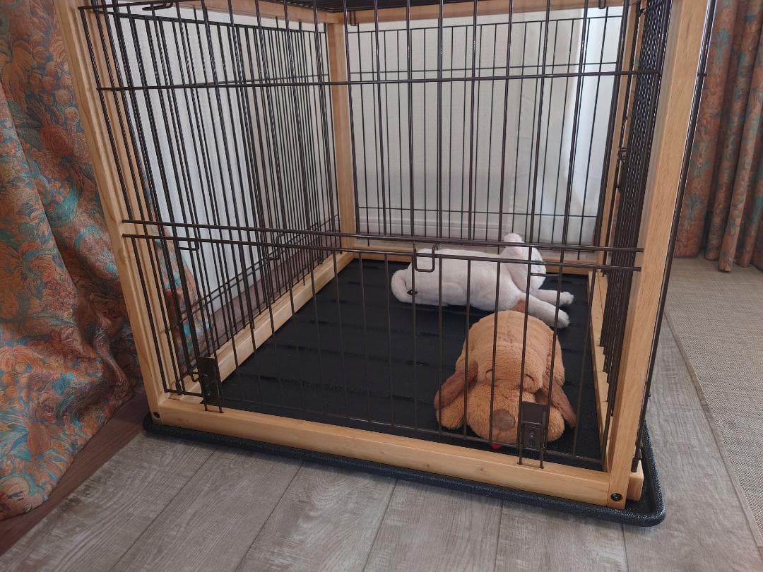 リッチェル木製スライドペットサークル ワイド 小～中型犬用【ナチュラル】屋根付き