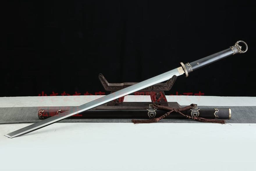 28寸銅装双龍環首唐刀（黒檀金）古兵器 武具　刀装具　日本刀模造刀 居合刀 長尺