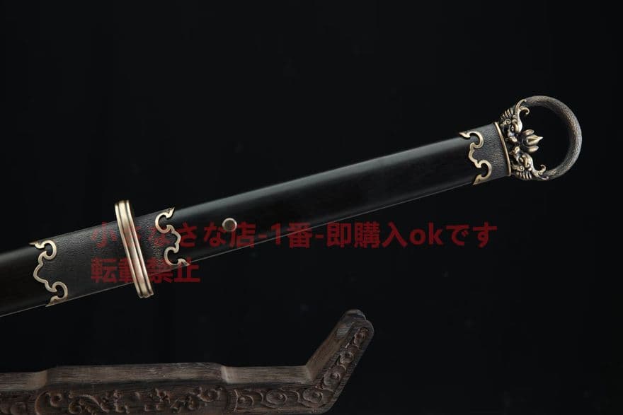 28寸銅装双龍環首唐刀（黒檀金）古兵器 武具　刀装具　日本刀模造刀 居合刀 長尺