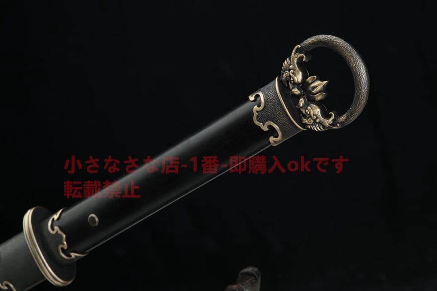 28寸銅装双龍環首唐刀（黒檀金）古兵器 武具　刀装具　日本刀模造刀 居合刀 長尺