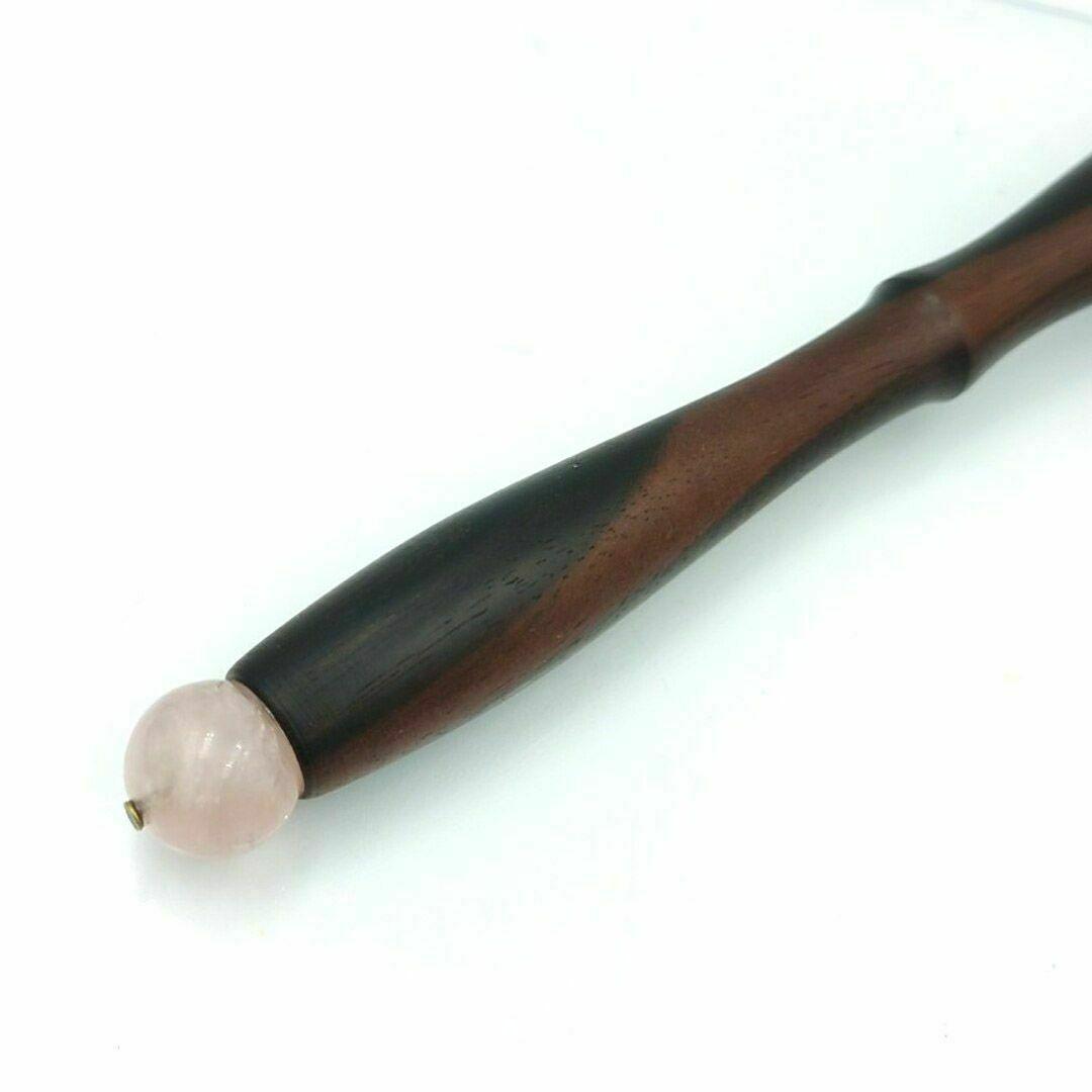 黒檀　ガラスペン木軸　No.8　ローズクォーツ　ボルトレッティ互換軸