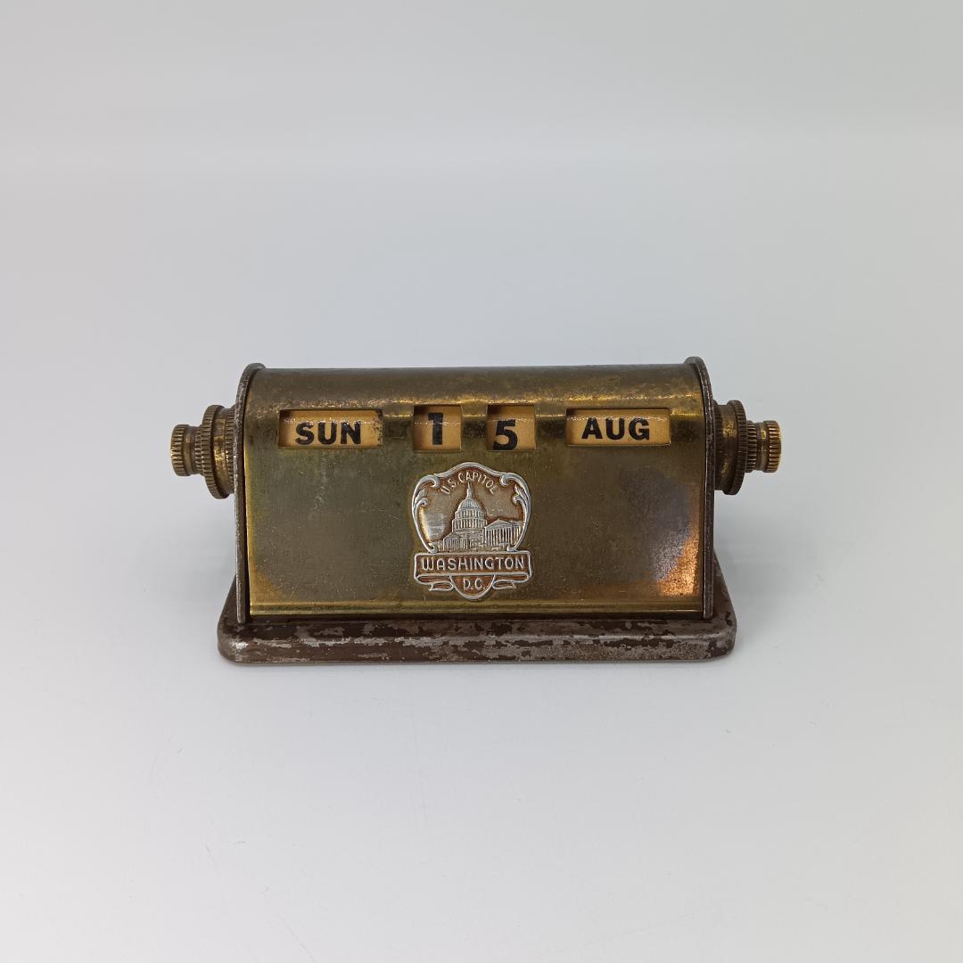 70～80's頃 パークシャーマン ワシントン デスク 万年カレンダー 真鍮