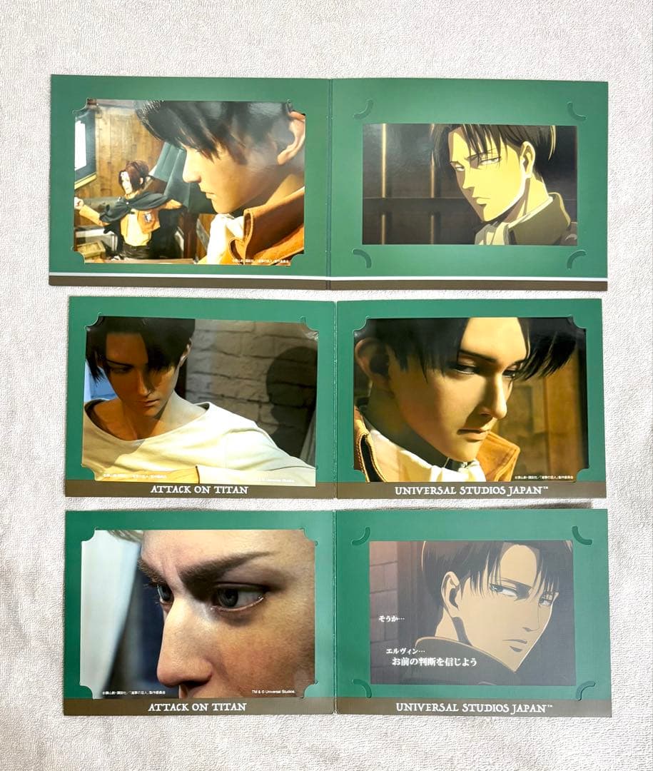進撃の巨人　リヴァイ　エルヴィン　ハンジ　USJ クロノイド　生写真　台紙