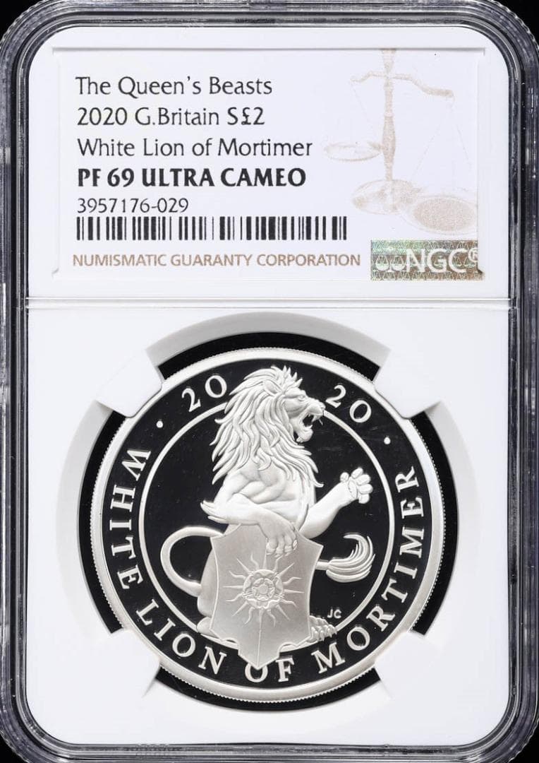 NGC PF69 クイーンズビースト モーティマーの白いライオン銀貨 2020