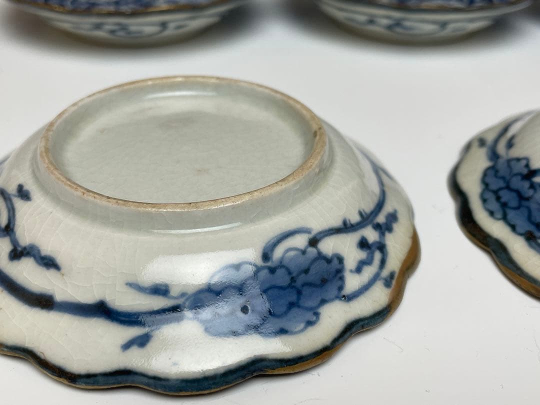 【和食器】古伊万里　上手　牡丹唐草白抜き　小皿　五枚