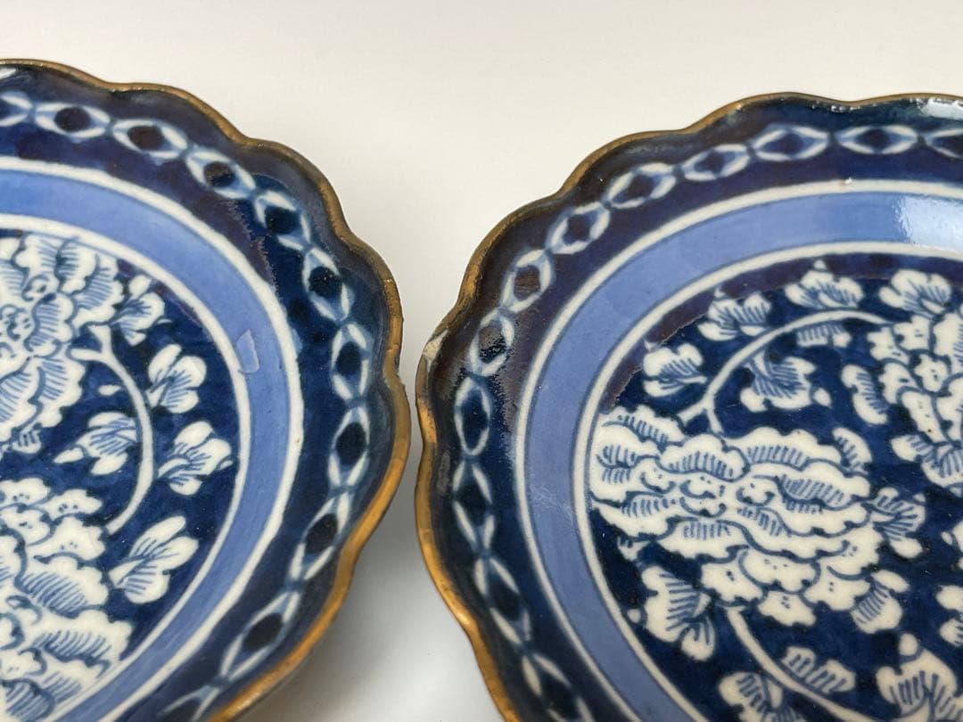 【和食器】古伊万里　上手　牡丹唐草白抜き　小皿　五枚