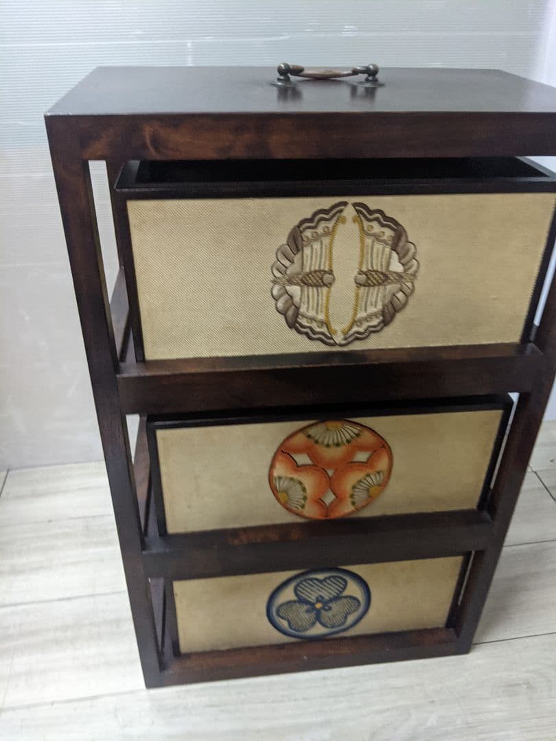 ミニチェスト 小物入れ 昭和レトロ 小引き出し アンティーク　刺繍チェスト