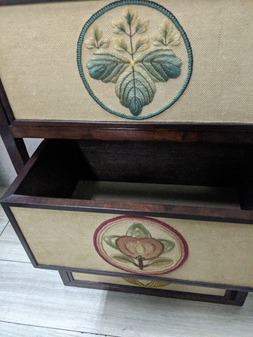 ミニチェスト 小物入れ 昭和レトロ 小引き出し アンティーク　刺繍チェスト