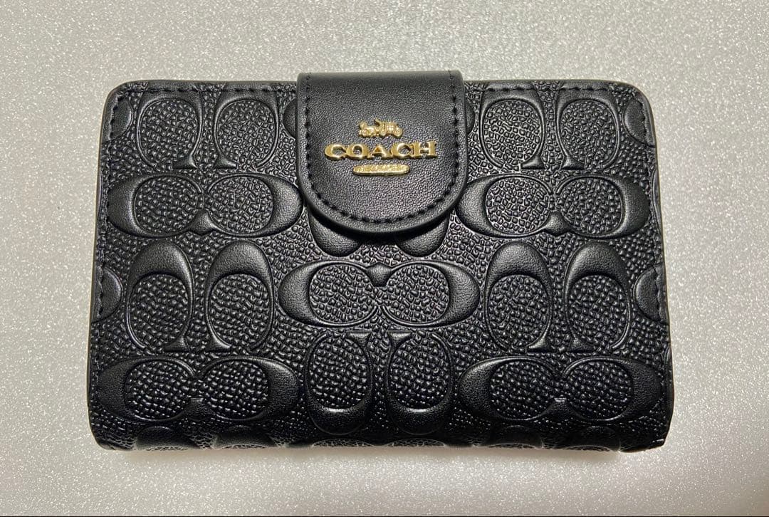 【新品未使用】COACH コーチ 二つ折り財布 ブラック