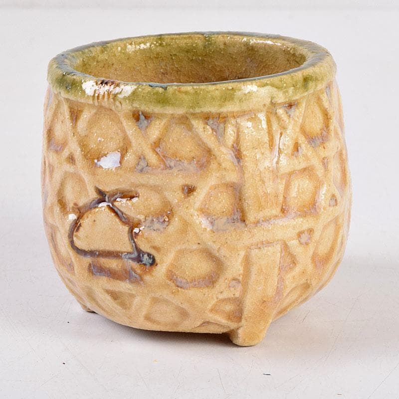 美濃焼　加藤芳右衛門作　黄瀬戸　茶巾筒　C　8385