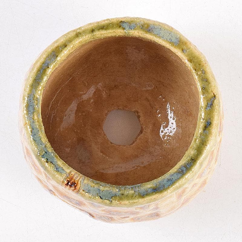 美濃焼　加藤芳右衛門作　黄瀬戸　茶巾筒　C　8385