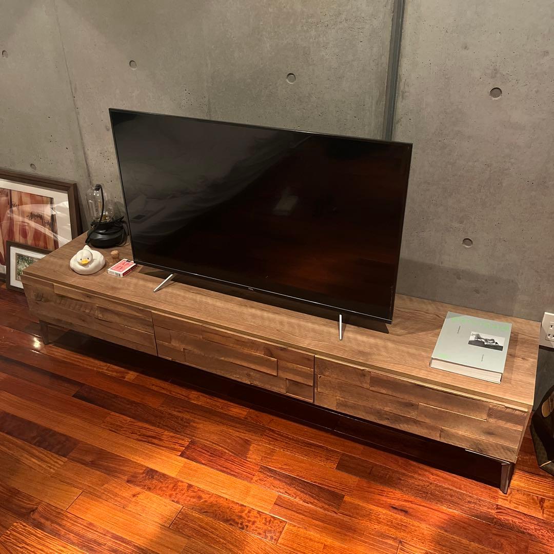 lowya テレビ台 178cm アカシア無垢材使用 収納付スチール脚