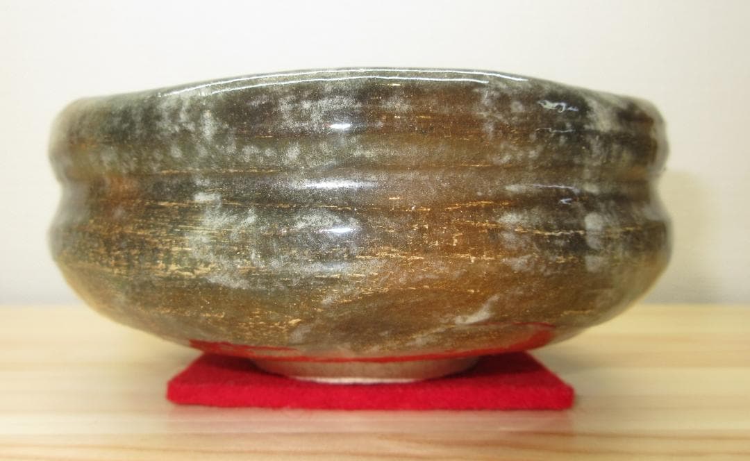 送料込【逢絢亭】茶道具 平茶碗 楽焼 赤楽 小川長楽 共箱入り