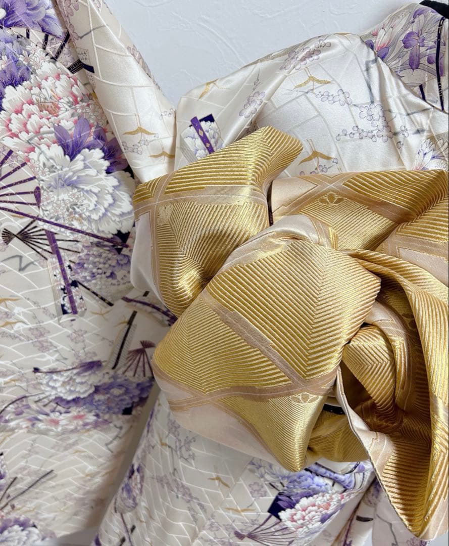 純金箔西陣織帯付き　美品　やまと誂製正絹振袖フルセット　成人式　牡丹