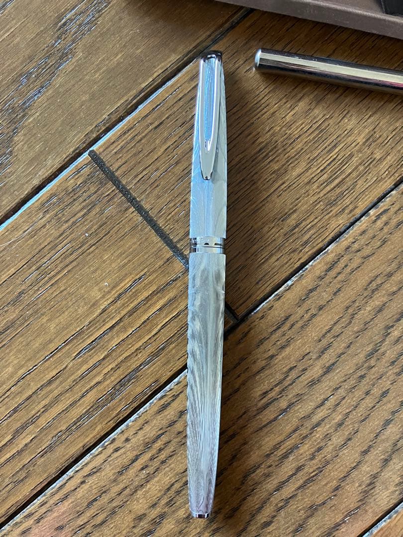 WATERMAN ビンテージ 万年筆 モアレ　シルバー　18K750 美品　CF