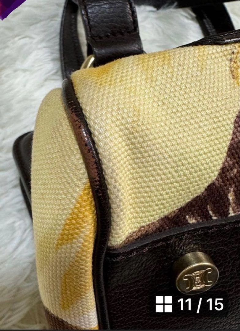 【激レア】　セリーヌ　ハンドバッグ　レザー　キャンバス　CELINE