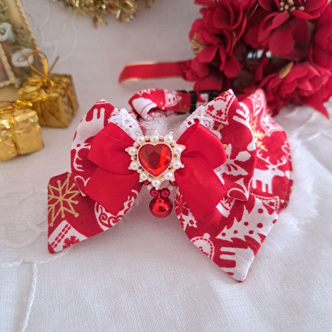 クリスマスシリーズ(赤&白)わんちゃん猫ちゃん用襟つき首輪