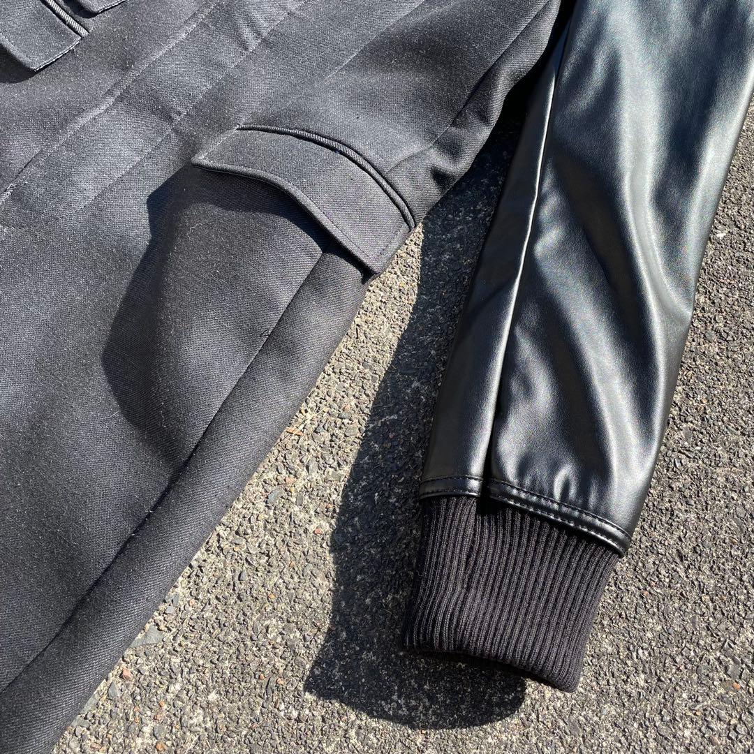 【うんまか仙人】\"ZARA MAN\" レザー切替コート 2way ブラック