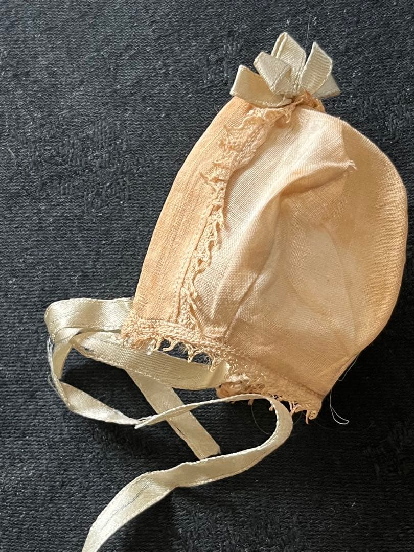 アンティークフランスドールビスクドールロココリボントリムドレス帽子セット