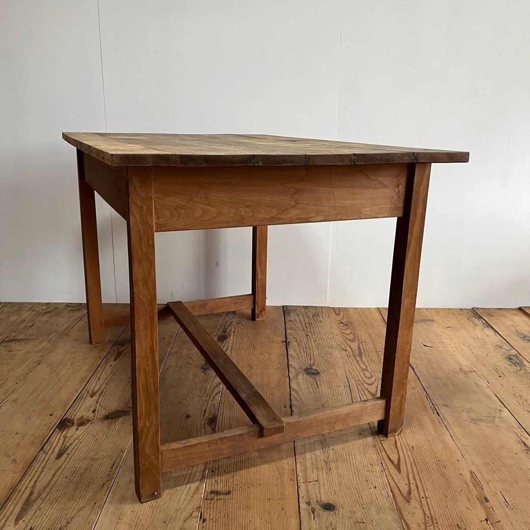 アンティーク テーブル 栗材 ナラ オーク シャビー 無塗装 古道具 《送料込》