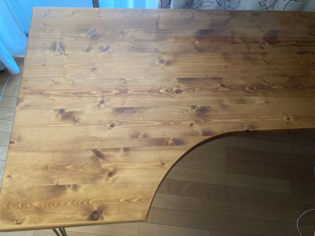 [幅140] ロウヤ L字デスク 天然無垢材使用 スチール脚