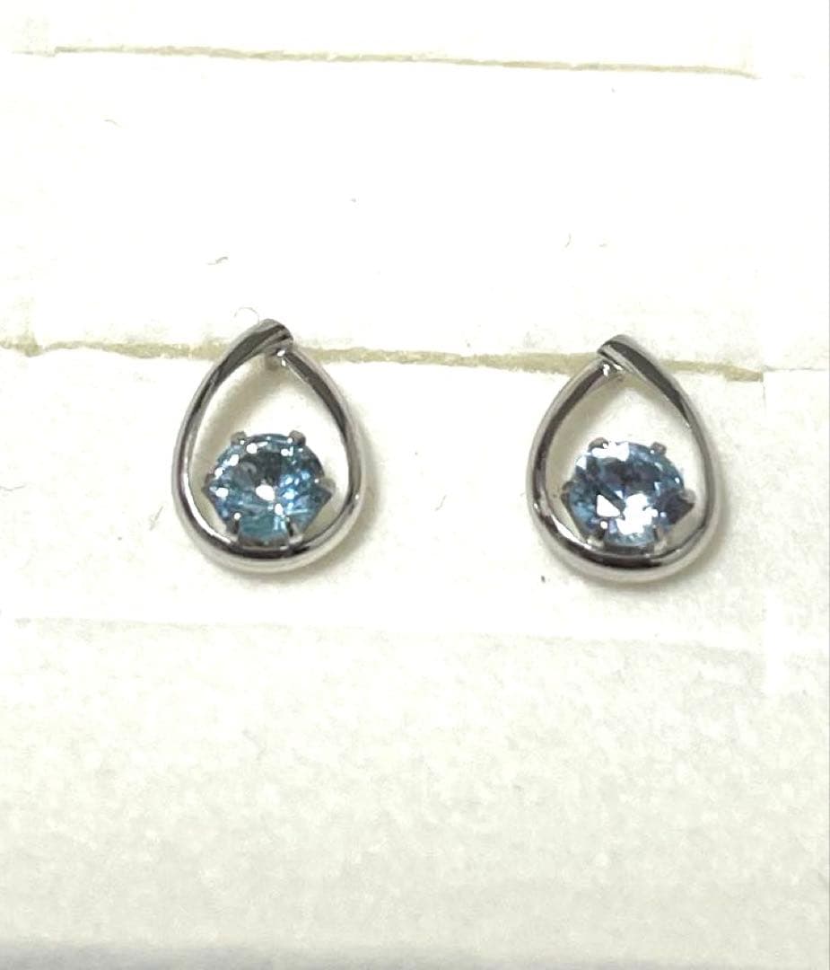 新品★4℃★K10★アクアマリン★雫ピアス