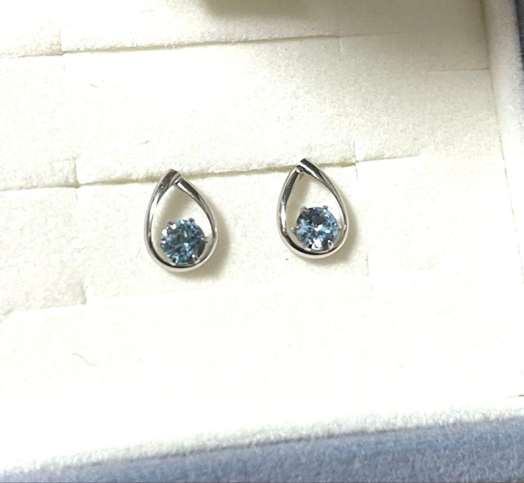 新品★4℃★K10★アクアマリン★雫ピアス