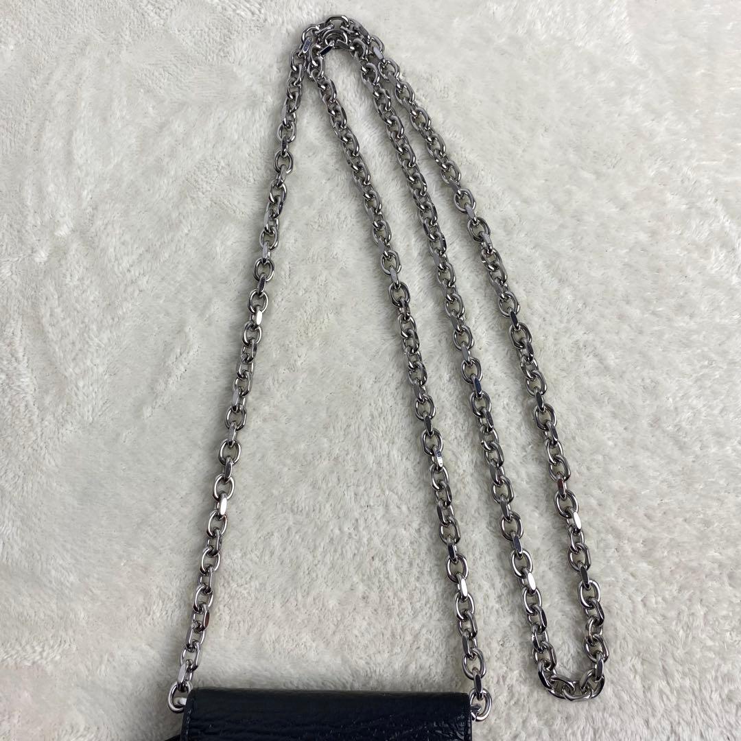 【極美品☆最高級】メゾンマルジェラ チェーンウォレット ブラック 4ステッチ